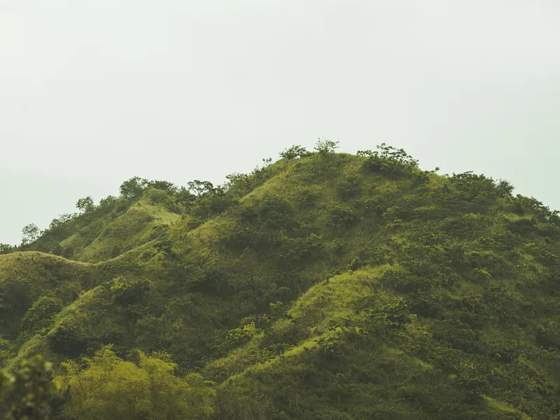 Mist over green forested hills in Jamaica